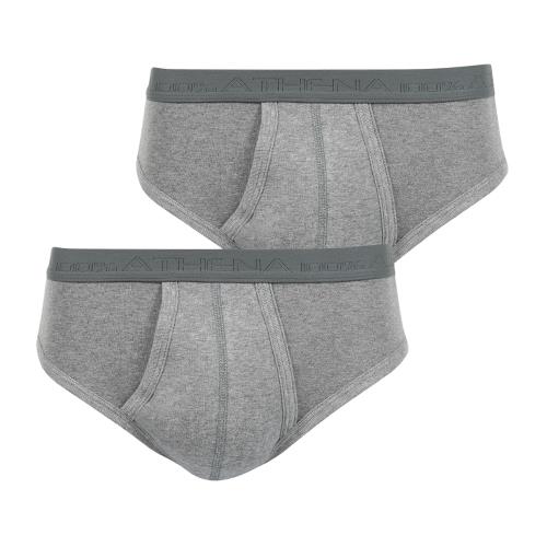 Lot de 2 slips taille haute ouverts homme Coton Bio Gris chiné-Gris chiné Taille 7