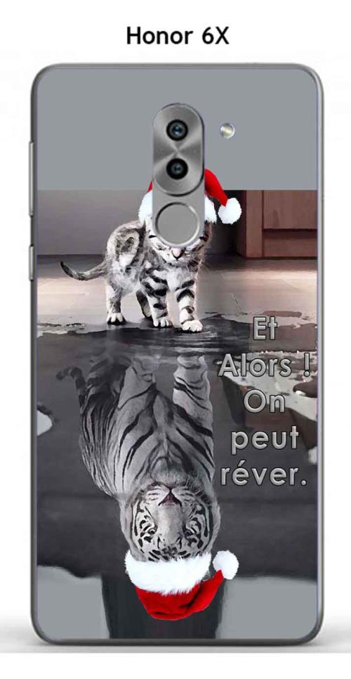 Coque Honor 6X design Chat Tigre Blanc Bonnet Et Alors !