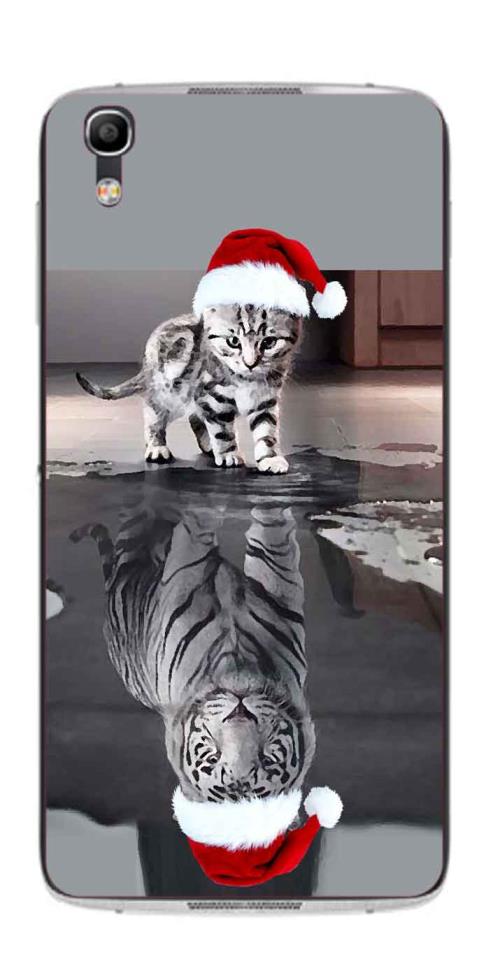 Coque TPU gel souple Alcatel One Touch IDOL 4 design Chat Tigre Blanc Bonnet