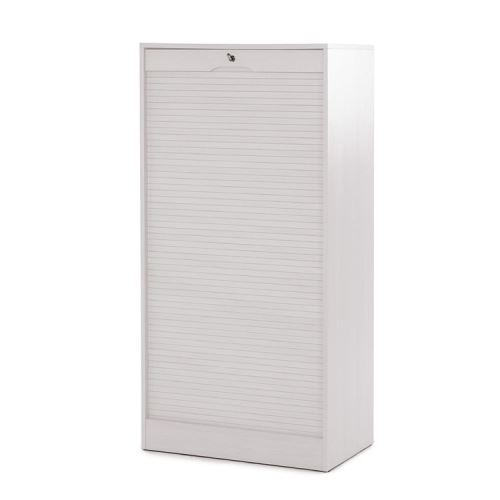 Armoire de bureau à rideau double en bois avec serrure MATHA - Blanc - 140cm