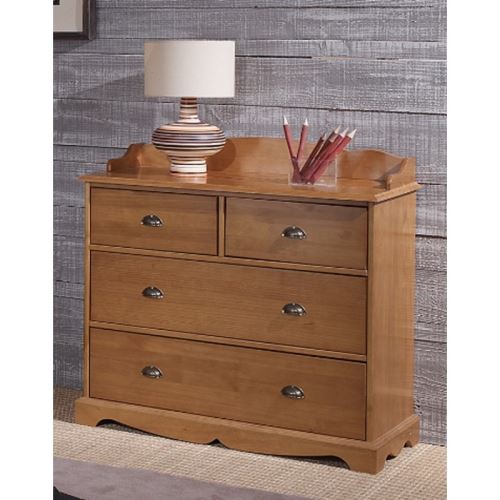 Commode 4 Tiroirs Pin Miel avec Crédence