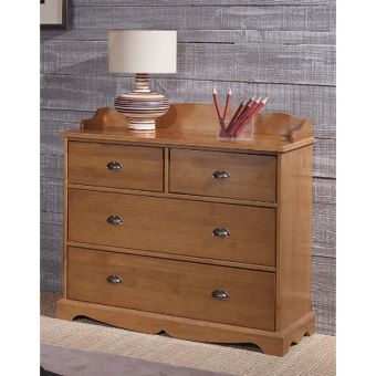 Commode 4 Tiroirs Pin Miel Avec Credence Achat Prix Fnac