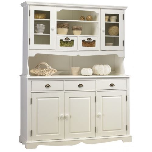 Buffet Vaisselier Blanc 5 Portes 5 Tiroirs de Style Anglais