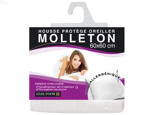 Protège taie d'oreiller en coton MOLLETON 60x60 cm