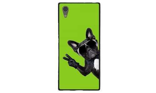 Coque souple pour Sony Xperia XA1 Ultra avec impression Motifs chien à lunettes sur fond vert