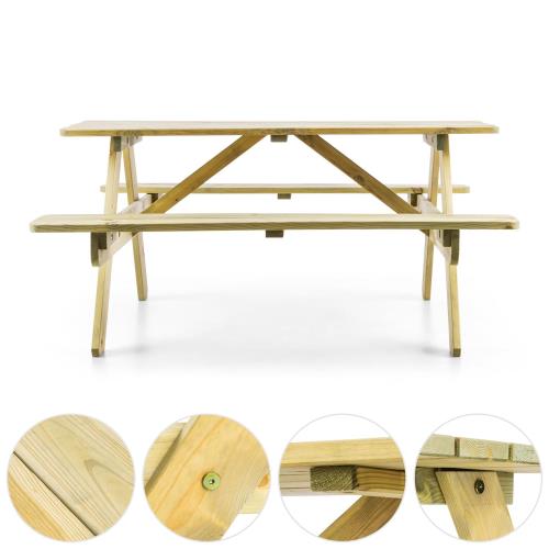 Occasion Blumfeldt Picknicker Table Banc Pique Nique Meuble De Jardin Bois 180