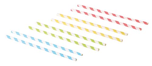 100 pailles en papier rayé 4 couleurs