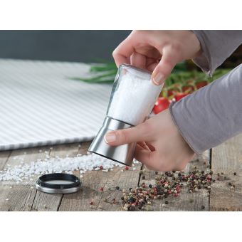 Moulin poivre et sel manuel en verre et inox avec broyeur en céramique - 13  cm - Ustensile de cuisine - Achat & prix