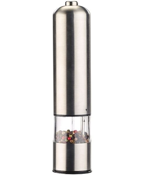 Moulin poivre / sel électrique en inox avec broyeur en céramique - 21,5 cm