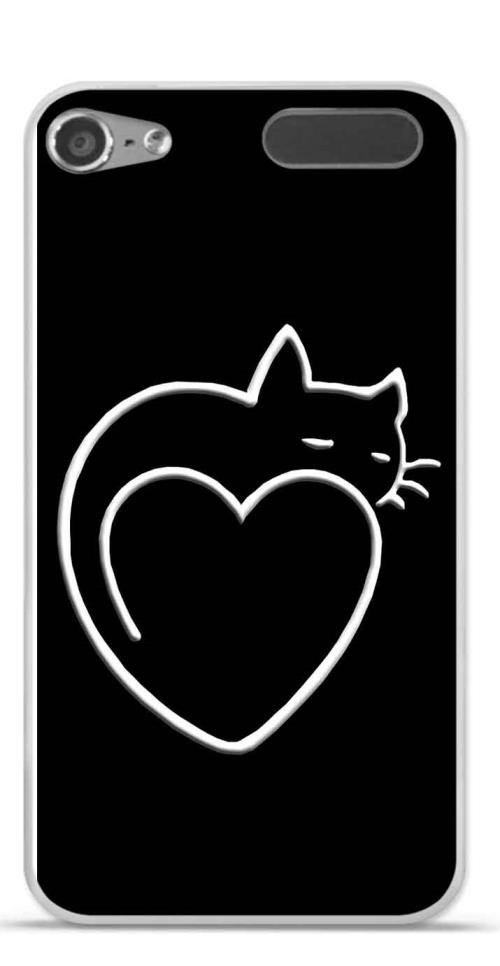 Coque TPU gel souple Apple iPod Touch 5 design Chat cœur fond blanc
