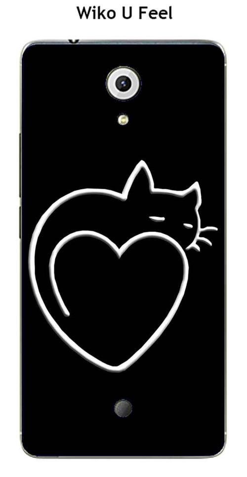 Coque Wiko U Feel design Chat cur fond blanc