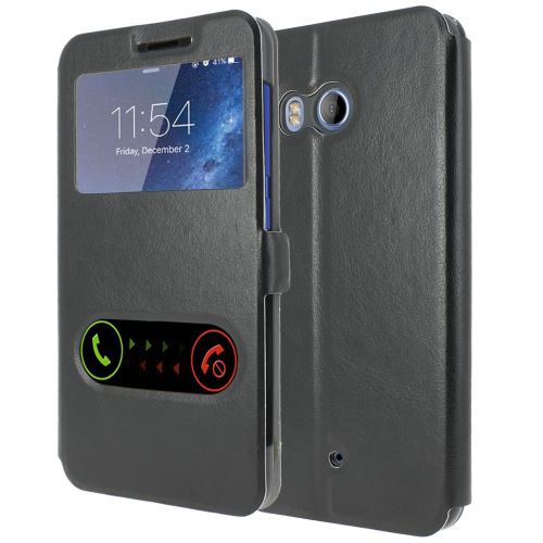 Housse HTC U11 Housse Coque de protection S-View Folio Flip Cover [ADVANSIA] (Windows View) Flip Cover [Noir] [Cuir]