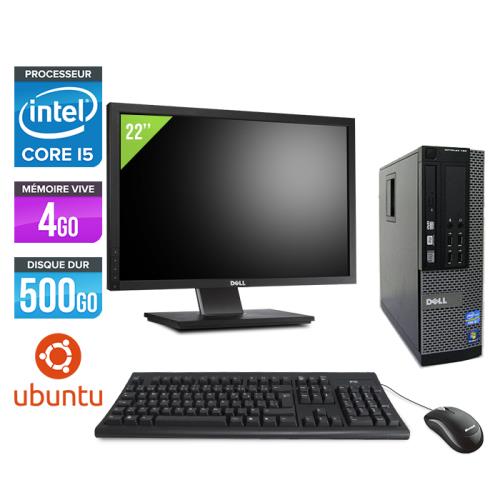 Ordinateur Dell Optiplex 790 SFF + Ecran 22'' - Noir - Intel Core i5-2400 / 3.10 GHz - RAM 4 Go - HDD 500 Go - DVD - Gigabit Ethernet - Ubuntu - Linux