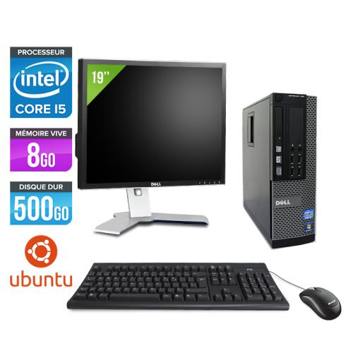 Ordinateur Dell Optiplex 790 SFF + Ecran 19'' - Noir - Intel Core i5-2400 / 3.10 GHz - RAM 8 Go - HDD 500 Go - DVD - Gigabit Ethernet - Ubuntu - Linux