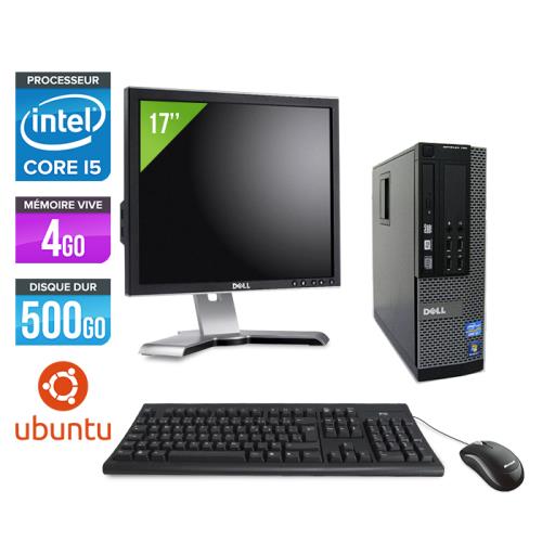 Ordinateur Dell Optiplex 790 SFF + Ecran 17'' - Noir - Intel Core i5-2400 / 3.10 GHz - RAM 4 Go - HDD 500 Go - DVD - Gigabit Ethernet - Ubuntu - Linux