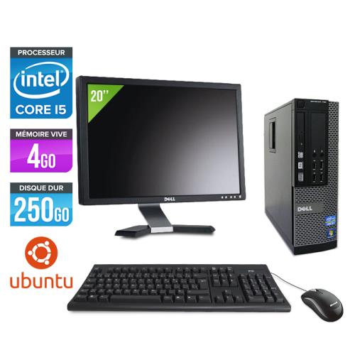 Ordinateur Dell Optiplex 790 SFF + Ecran 20'' - Noir - Intel Core i5-2400 / 3.10 GHz - RAM 4 Go - HDD 250 Go - DVD - Gigabit Ethernet - Ubuntu - Linux