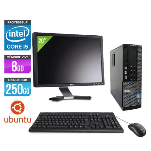 Ordinateur Dell Optiplex 790 SFF + Ecran 20'' - Noir - Intel Core i5-2400 / 3.10 GHz - RAM 8 Go - HDD 250 Go - DVD - Gigabit Ethernet - Ubuntu - Linux