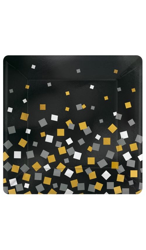 Assiettes Carrées - Sparkling Confetti x 8