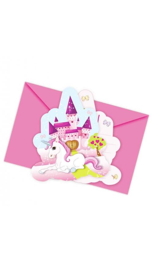 Cartons d'invitation - Licorne x 6