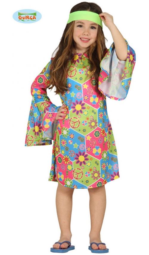 Déguisement Robe Hippie - Fille Taille : 10/12 ans (138 à 150 cm)