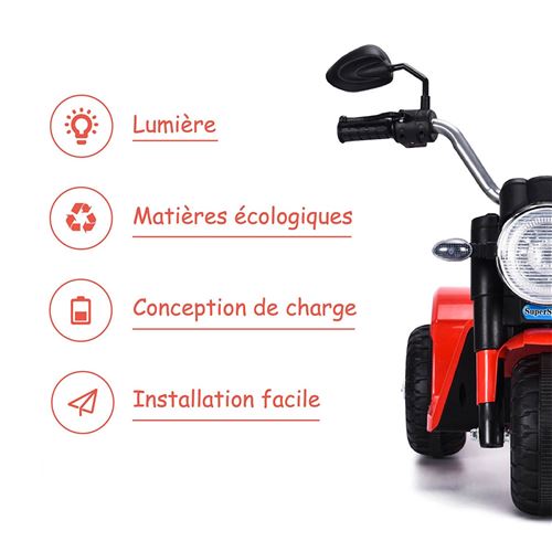 Moto Électrique Enfant DREAMADE - Rouge - Pédale, Roues