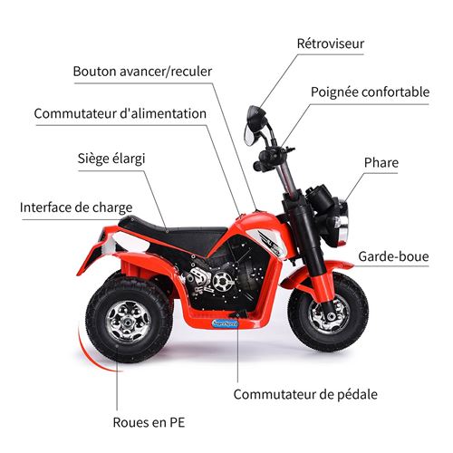 GIANTEX - Moto/scooter électrique 6v pour enfant - side car - 2,5