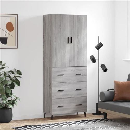 Vidaxl Gris Buffet Haut Sonoma 69,5X34x180 Cm Bois D'ingénierie 3195865 - Image 3