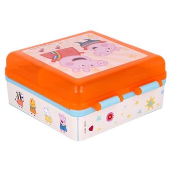 Boîte à Déjeuner pour Enfants Forme Carrée en Plastique sans BPA Résistant Peppa Pig Orange - 1