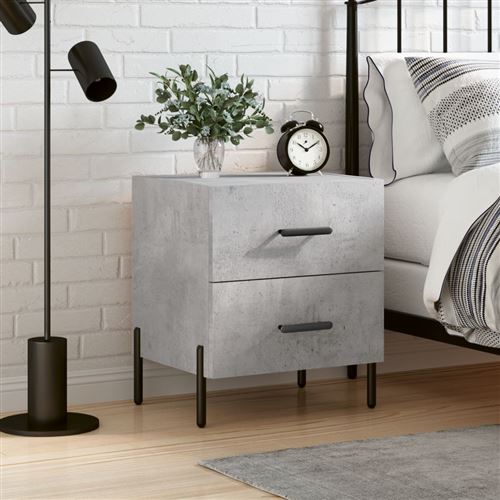 VIDAXL - Table de Chevet - Style Moderne - Gris - Bois d'Ingénierie - Image 2