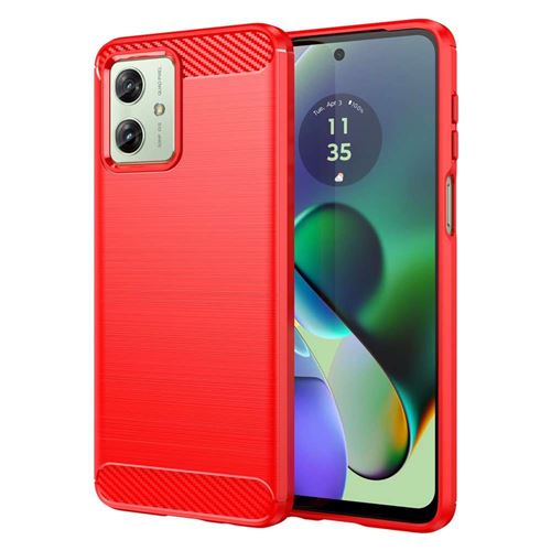 Coque pour Motorola Moto G54 5G - housse etui silicone gel carbone + verre trempe - ROUGE - htdmobiles