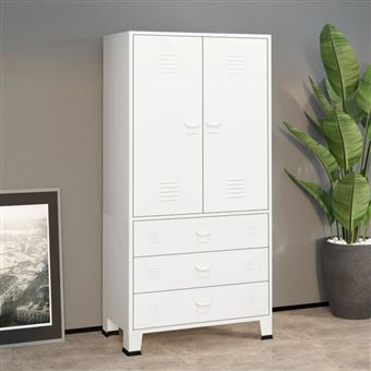 Garde robe Blanc 90x50x180 cm Métal - 1