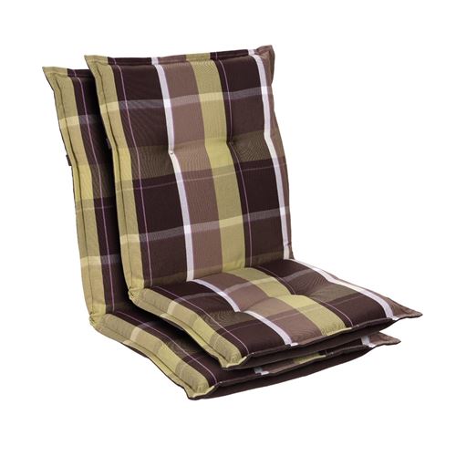 Coussin de chaise de jardin -Blumfeldt Prato -103 x 52 x8 cm -2 pièces -Carreaux Verts