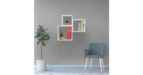 HOMEMANIA Étagère Kutugen - Blanc - 35 x 22 x 35 cm -