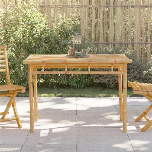 Non Communiqué Beige Table A Manger Fixe Sans Tiroir En Bambou 110 X 110 X 75 Cm