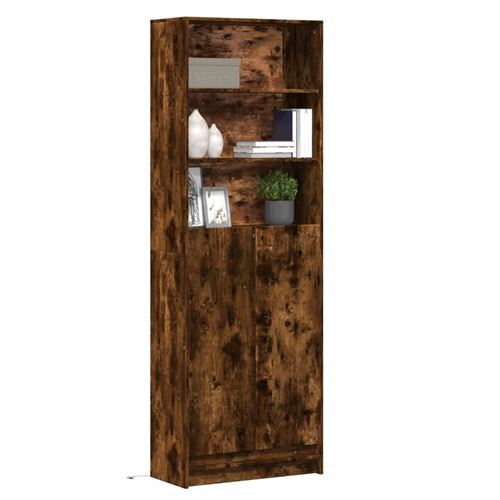 vidaXL Buffet haut avec LED chêne fumé 69x32,5x200cm bois d’ingénierie