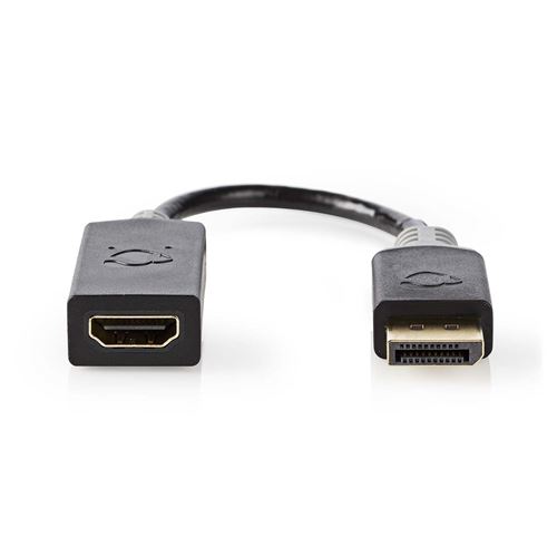 Nedis - Adaptateur vidéo - DisplayPort mâle pour HDMI femelle - 20 cm - anthracite - rond