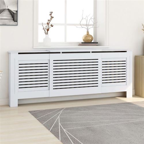 vidaXL Cache-radiateur MDF Blanc 205 cm 325551