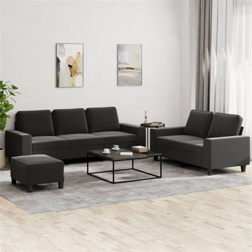Non Communiqué Noir Ensemble De Canapés 3 Pcs Tissu