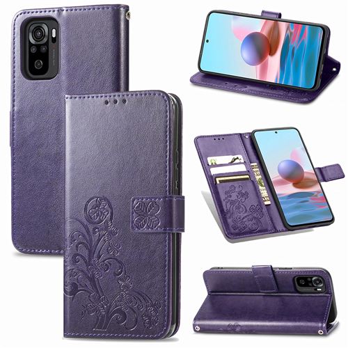 MPFRANCE Housse pour Xiaomi Redmi Note 10 4G Violet [Fleur de Lys]