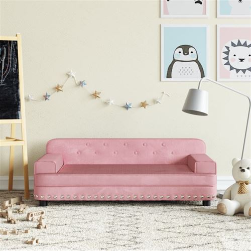 vidaXL Canapé pour enfants rose 90x53x30 cm velours