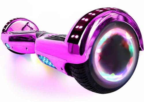 6,5 Overboard LED et Bluetooth, Moteur 700W, Auto Équilibre, Sac et Télécommande, Violet Chromé