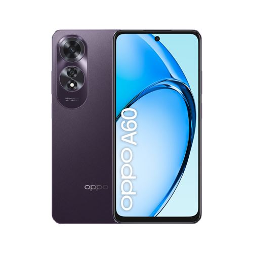 OPPO A60 - 4G smartphone - double SIM - RAM 8 Go / Mémoire interne 256 Go - microSD slot - Écran LCD - 6.67 - 1604 x 720 pixels (90 Hz) - 2x caméras arrière 50 MP, 2 MP - front camera 8 MP - violet minuit