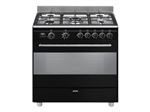 Smeg Concerto BG91CTN2 - Cuisinière - pose libre - largeur : 90 cm - profondeur : 60 cm - avec système auto-nettoyant - noir