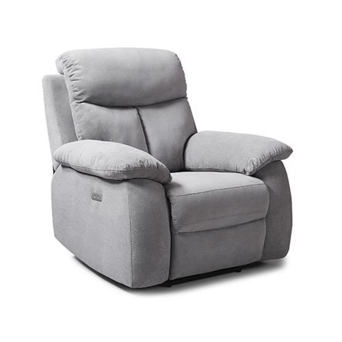Fauteuil relax electrique - Tissu Gris - L 97 x P 94 x H 101 cm - BELEM