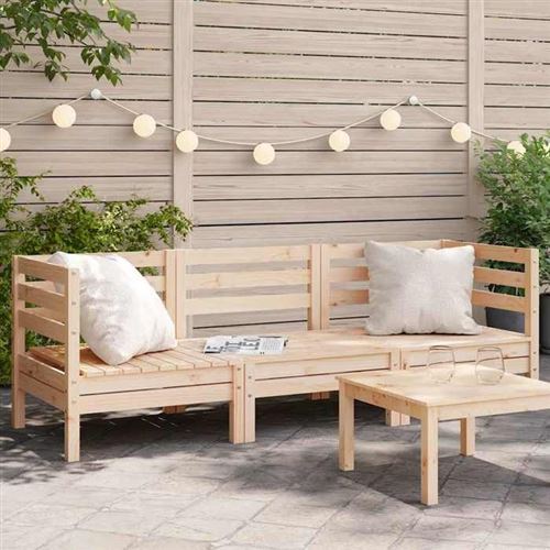 Non Communiqué Marron Vidaxl Canapé De Jardin 3 Places, Siège Avec Dossier, Canapé D'angle, Meuble De Terrasse Patio Arrière-Cour Extérieur, Bois 838026