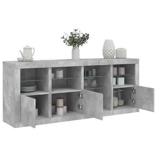 Non Communiqué Gris Vidaxl Buffet Avec Lumières Led Béton 164X37x67 Cm3209054