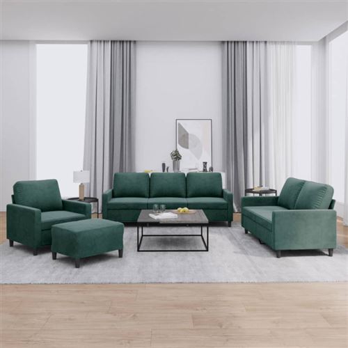 Non Communiqué Vert Ensemble De Canapés 4 Pcs Avec Coussins Foncé Velours