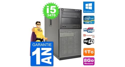 Pc tour dell 7010 intel core i5-3470 ram 8go disque dur 1to windows 10 wifi