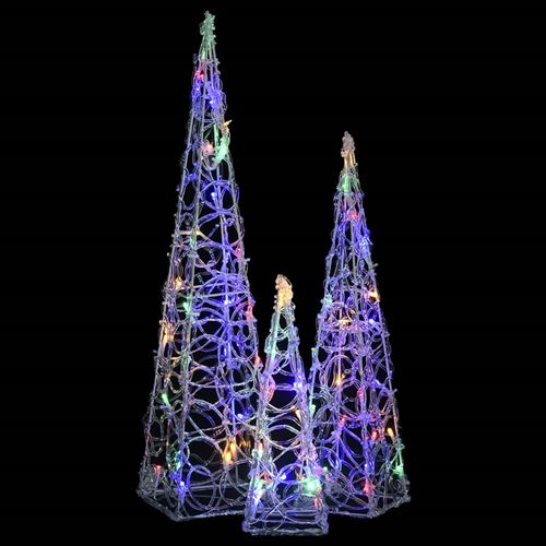 vidaXL Jeu de cônes lumineux à LED Acrylique Multicolore 30/45/60 cm