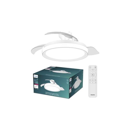 Ventilateur De Plafond Philips Bliss Pales Rétractables Led Intégrée Rf Blanc